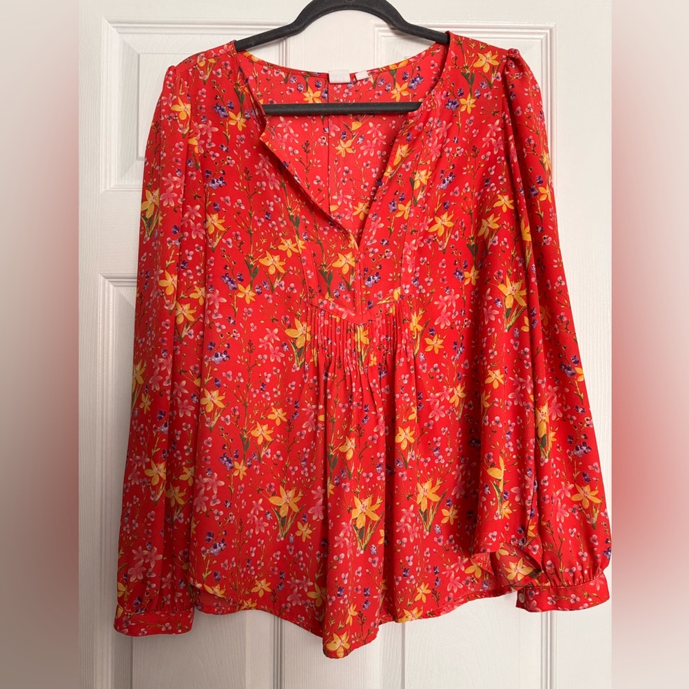 Gap Floral Pink V-Neck Women's Blouse